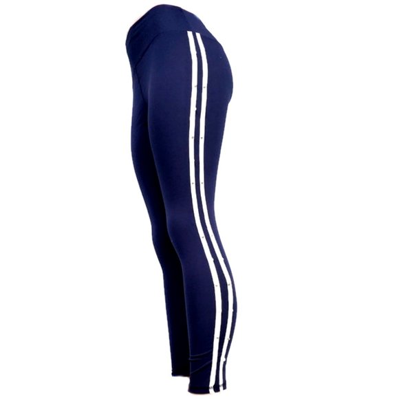 Navy Spandex Legging with the Silver & Pearl on the side of legging. - Picture 1 of 5